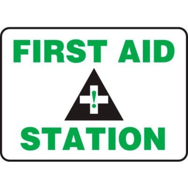 Accuform Accuform First Aid Station Sign, 14inW x 10inH, Plastic MFSD960VP